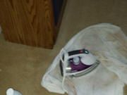 Red spot carpet cleaning in process